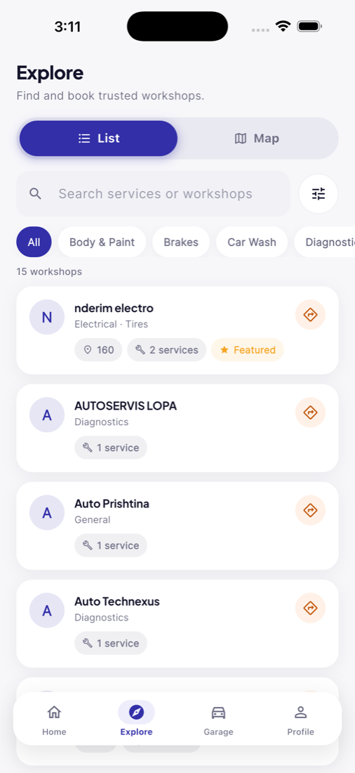 MekAuto workshop discovery list